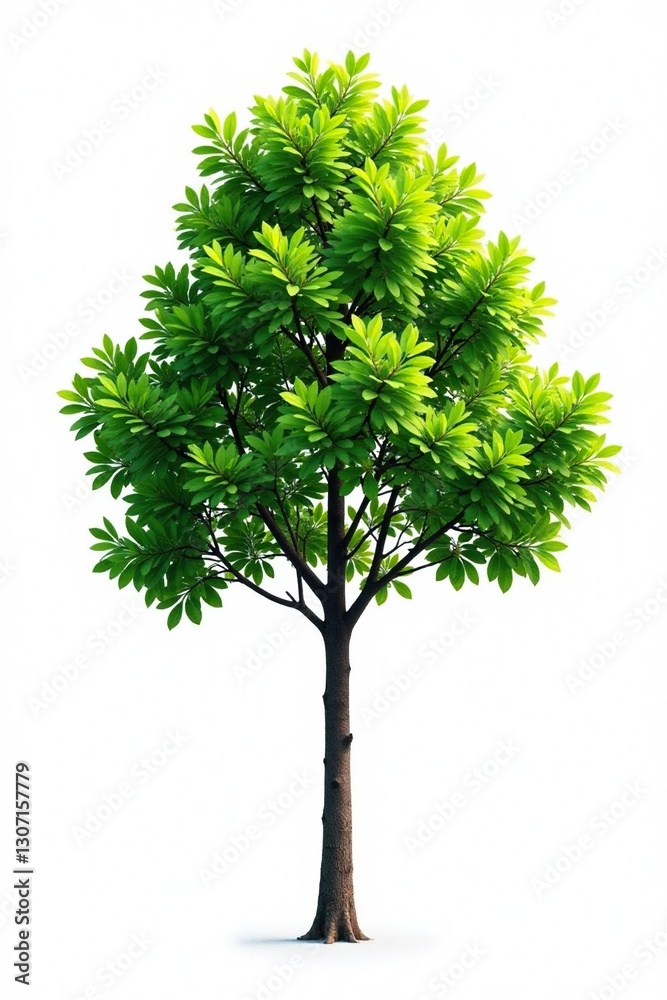 Fototapeta premium Single branch of tree isolated on white background, foliage, nature