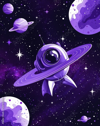 purple theme Starry galaxy outer space party invitation plain modern flat illustration background with copy space backdrop photo