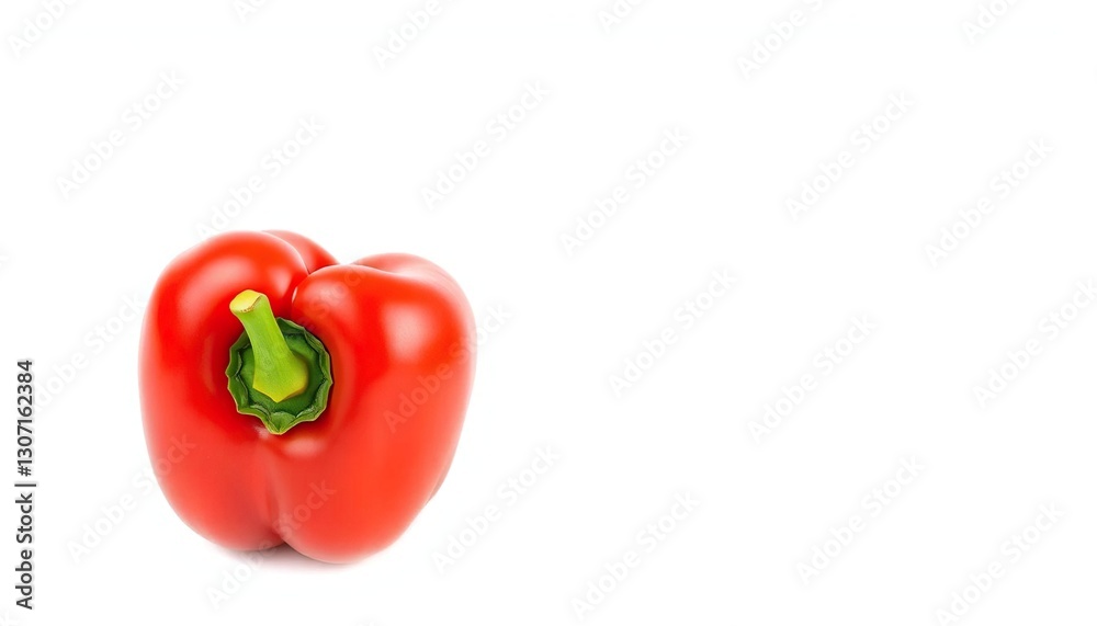 Single vibrant red bell pepper, perfectly isolated on pure white, farm fresh, nutrition Single vibrant red bell pepper, perfectly isolated on pure white, farm fresh, nutrition