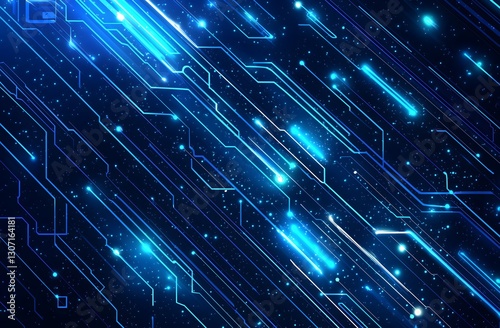 Wallpaper Mural Abstract blue technology circuit board background with glowing particles Torontodigital.ca