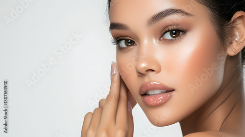 A woman with a beautiful face and a smile