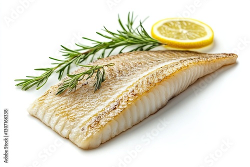 Flounder fillet slice isolated on white background 
