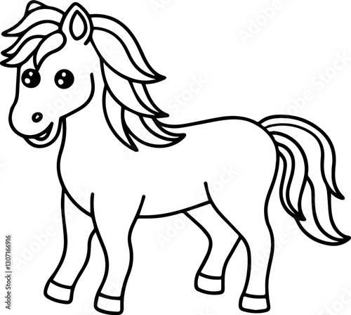 Wallpaper Mural SVG vector features hand-drawn farm animals with line art. Cute Cartoon Pony Outline for Coloring Activity Torontodigital.ca