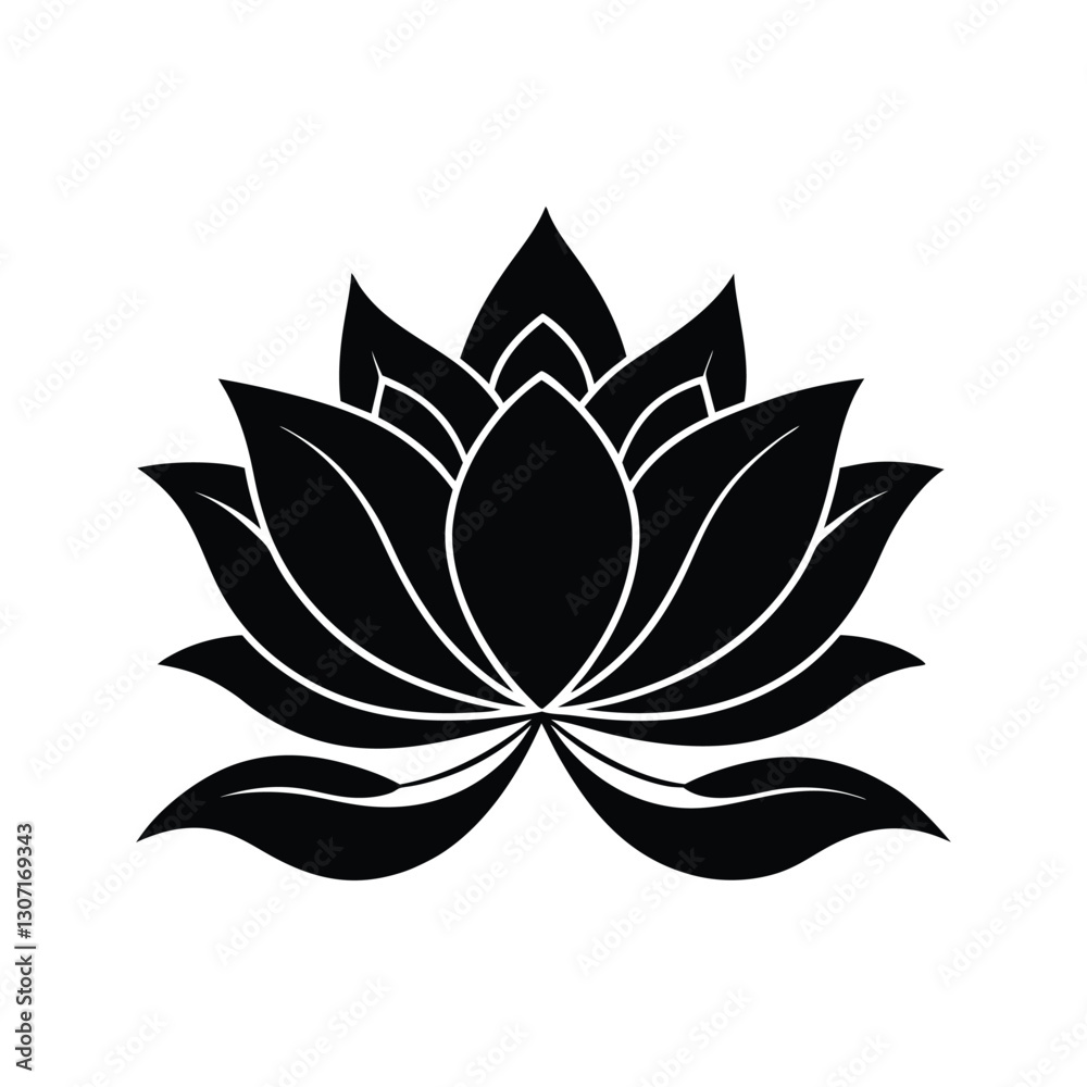 A lotus flower silhouette vector illustration A lotus flower silhouette vector illustration