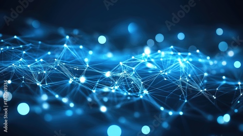 Wallpaper Mural Abstract Digital Background Featuring Glowing Blue Dots and Lines Representing Data Connections, Networks, and Technology Concepts in a Modern Visual Style Torontodigital.ca