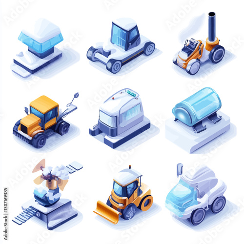 Isometric view: Set of snow removal vehicle concepts for future winter