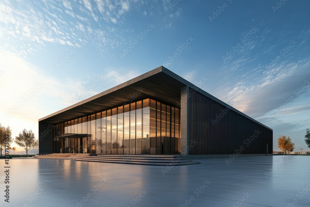 Fototapeta premium Modern Concrete Hall Design. AI generated illustration.