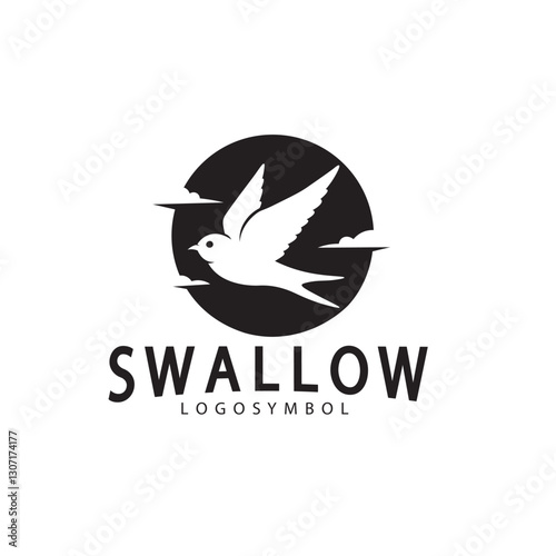 Simple flying swallow bird silhouette vintage logo vector design