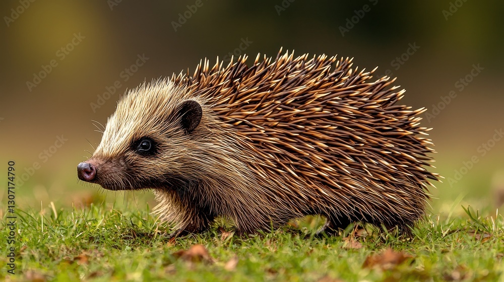 Hedgehog Walking in Autumn Grass Hedgehog Walking in Autumn Grass