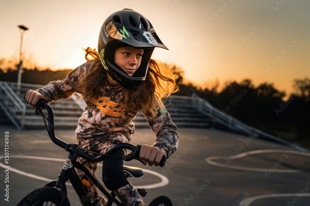 Fototapeta premium Woman in bicycle motorcross competition