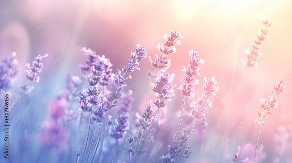 Fototapeta premium Smooth pastel gradient with soft lavender and pink hues, glowing softly with blurred edges, creating a peaceful and dreamy ambiance