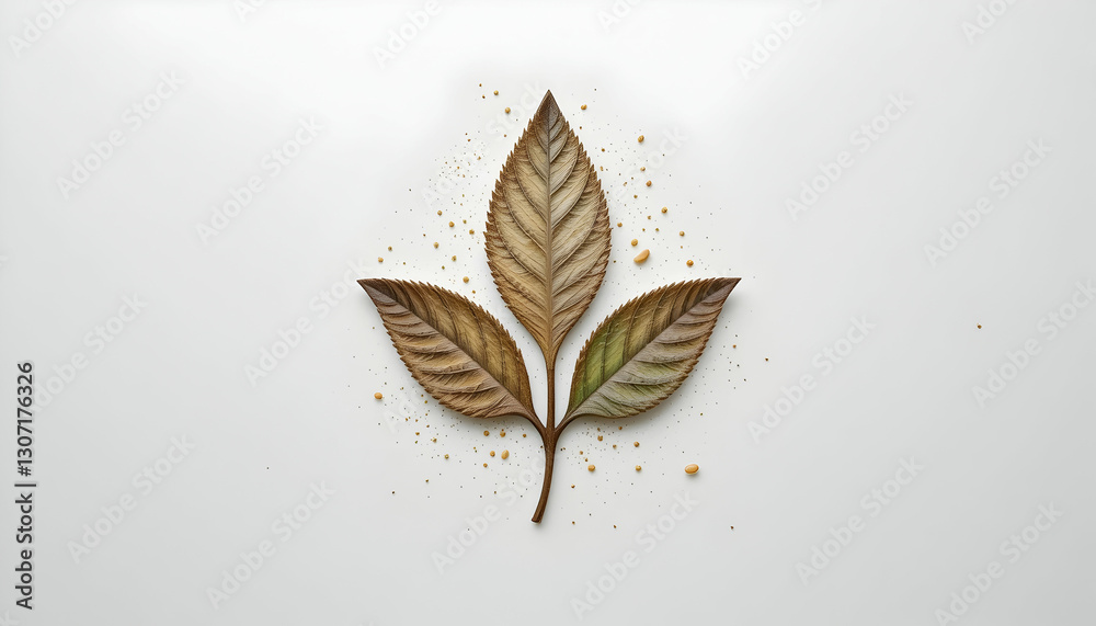 Obraz premium Stylized Leaves Composition on White Background Nature Inspired Minimal Design