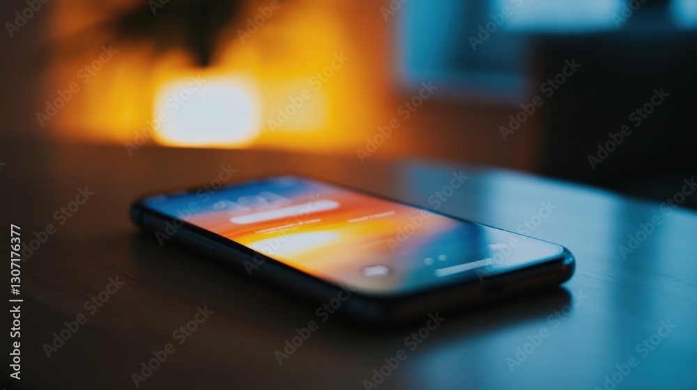Close-Up View of a Smartphone on a Wooden Table with a Blurry Background and Soft Light Creating a Warm and Inviting Atmosphere at Home or Office Close-Up View of a Smartphone on a Wooden Table with a Blurry Background and Soft Light Creating a Warm and Inviting Atmosphere at Home or Office