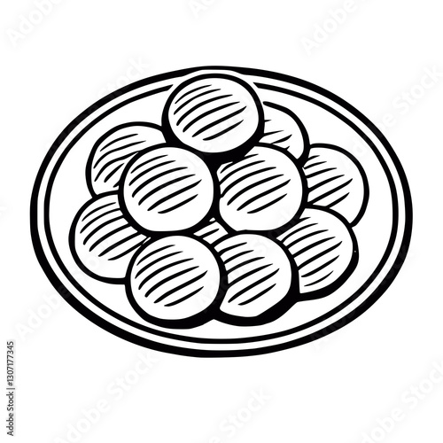 Ein Teller Plätzchen in Line-Art