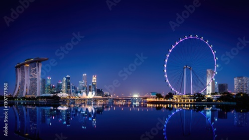 Stunning Night View of Marina Bay Sands and the Singapore Skyline