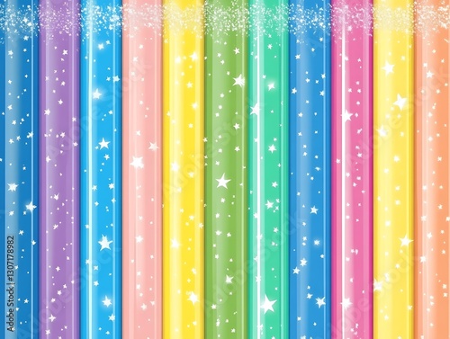 Vibrant parallel bars with glowing star accents, festive and cheerful