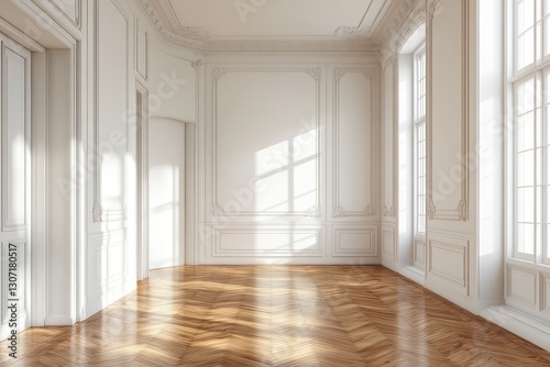 Wallpaper Mural Spacious empty hall with blank white poster. AI generated illustration. Torontodigital.ca