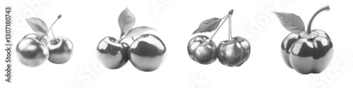Illustration of Acerola Cherries in Vector Style with Leaf Elements and Details
