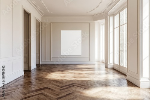 Wallpaper Mural Spacious empty hall with blank white poster. AI generated illustration. Torontodigital.ca