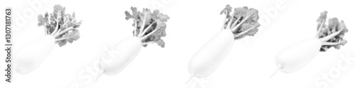 Stylized Vector Illustration of Daikon Radish in Black and White Design