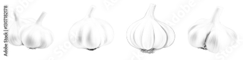 Illustration of several garlic bulbs in a modern vector style design