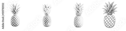 Stylized Vector Illustration of a Pineapple with Dotted Design Elements