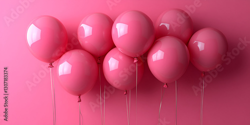 Playful arrangement of pink balloons against vibrant background