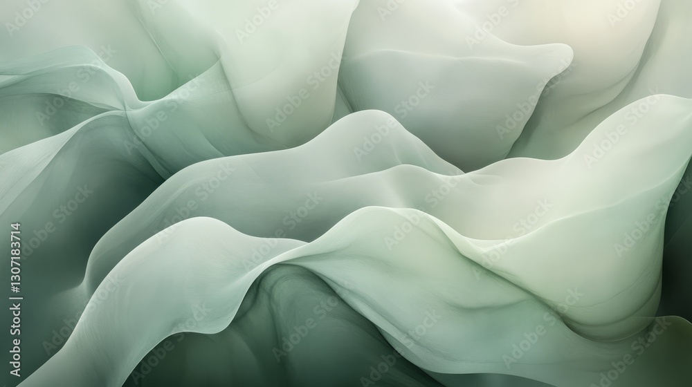 Fototapeta premium Soft abstract gradient with light grey and green hues, blending gently, creating a peaceful and ethereal atmosphere