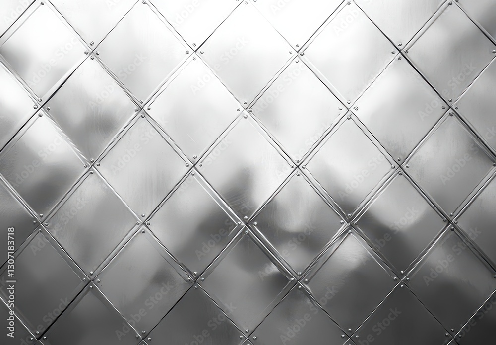 Fototapeta premium Metallic diamond pattern background with reflective surface creating a modern and sleek design ideal for industrial or contemporary themes