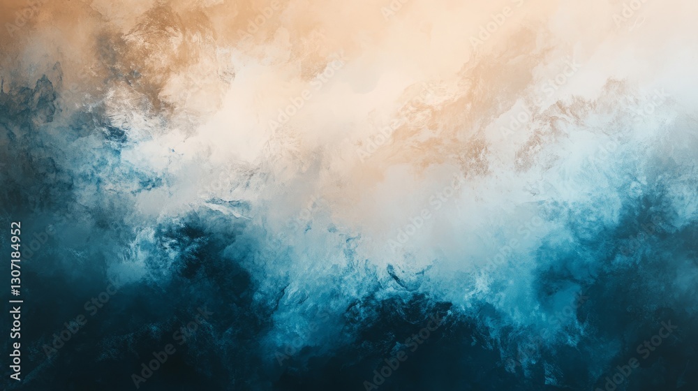 Obraz premium Soft abstract gradient with smooth blue and brown hues, gently blending with blurred edges, creating a calm and ethereal atmosphere