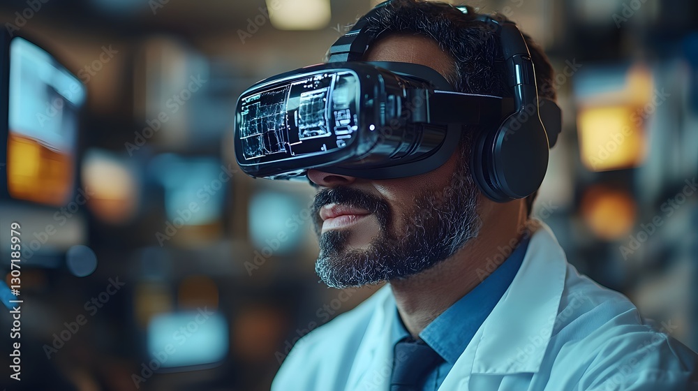 A scientist using virtual reality for medical research and innovative treatments A scientist using virtual reality for medical research and innovative treatments