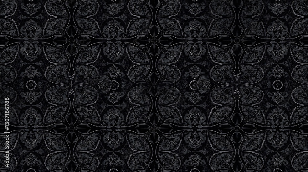 Elegant Darkness: A captivating geometric seamless pattern showcasing a sophisticated, vintage floral motif. Dark and alluring, the repeating design creates a mesmerizing visual texture. Elegant Darkness: A captivating geometric seamless pattern showcasing a sophisticated, vintage floral motif. Dark and alluring, the repeating design creates a mesmerizing visual texture.