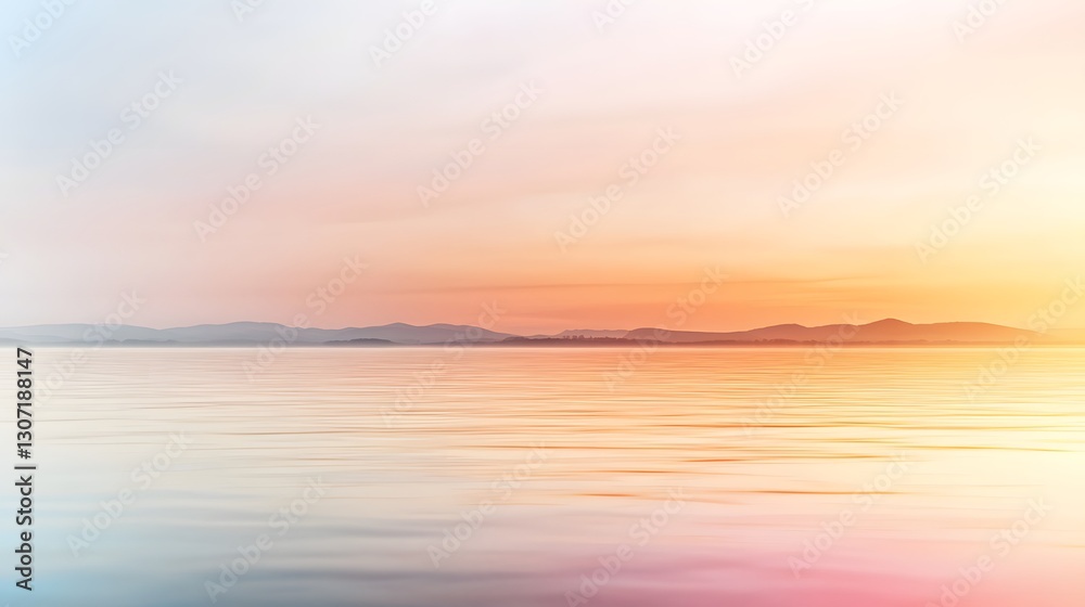 Tranquil Sunset Over Serene Water with Soft Pastel Colors and Gentle Ripples on the Surface Tranquil Sunset Over Serene Water with Soft Pastel Colors and Gentle Ripples on the Surface