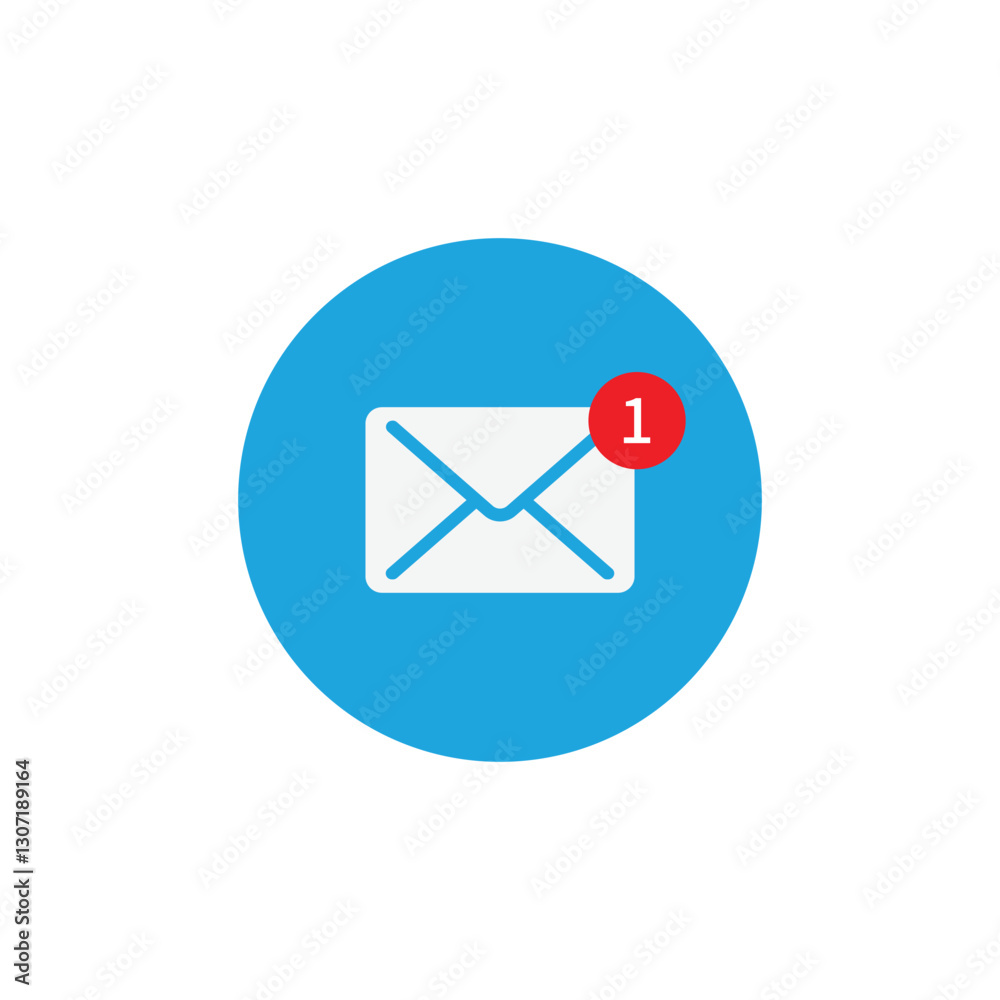 Cartoon blue bubble with email notice. flat simple style trend modern edm e-mail logotype graphic design isolate, concept of you've got mail and full inbox Cartoon blue bubble with email notice. flat simple style trend modern edm e-mail logotype graphic design isolate, concept of you've got mail and full inbox
