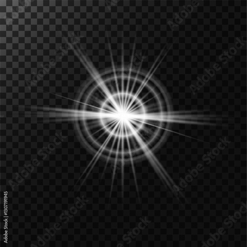 star, flash, simple decor, white color, halo