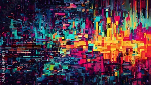 グリッチエフェクト模様｜デジタルノイズと歪みのスタイリッシュな背景素材