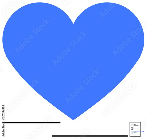Large blue heart in the center with minimalist elements, evoking calm, care, or online interaction. Ideal for health, charity, kindness, relationships connection emotion empathy. Flat simple