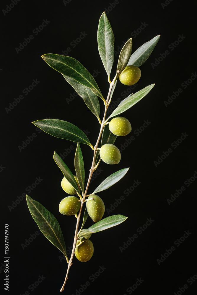 Olive branch, isolated on black background Olive branch, isolated on black background