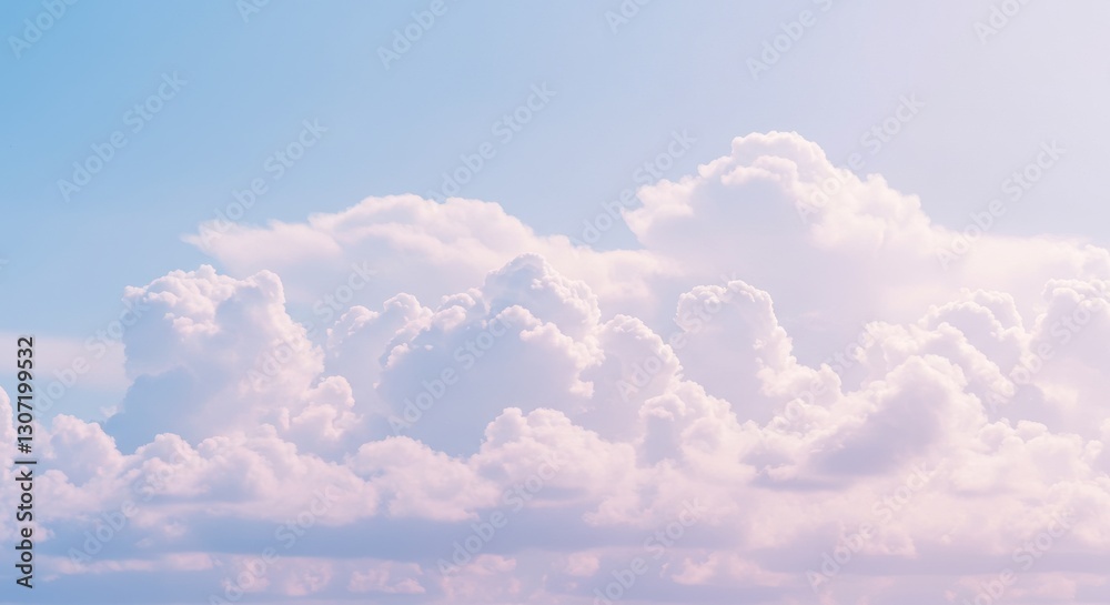 Fototapeta premium Soft pastel clouds floating in a serene sky, creating a tranquil atmosphere