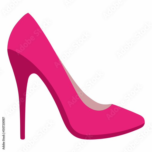 Single pink high heel vector on white background. 
