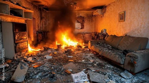 Aftermath of a Devastating House Fire: A Scene of Destruction and Loss