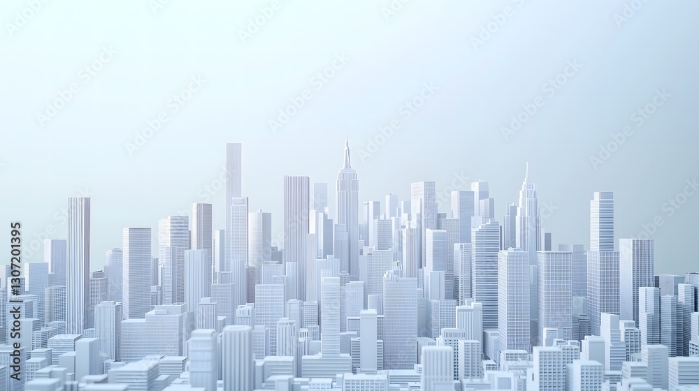 Fototapeta premium Abstract cityscape model in pale blue and white