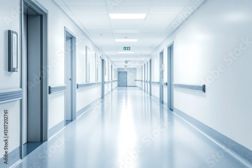 White interior with long corridor in modern space. AI generated illustration.