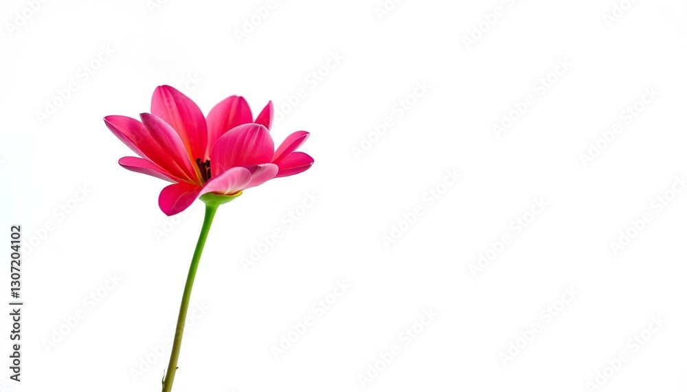 A single vibrant bloom, petals unfurled, set against a pure white backdrop, floral design, element A single vibrant bloom, petals unfurled, set against a pure white backdrop, floral design, element