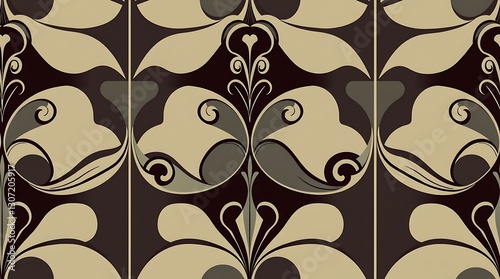 Art Nouveau Pattern: Captivating art nouveau design with intricate, swirling floral patterns. Featuring an elaborate, organic style with elegant curves.