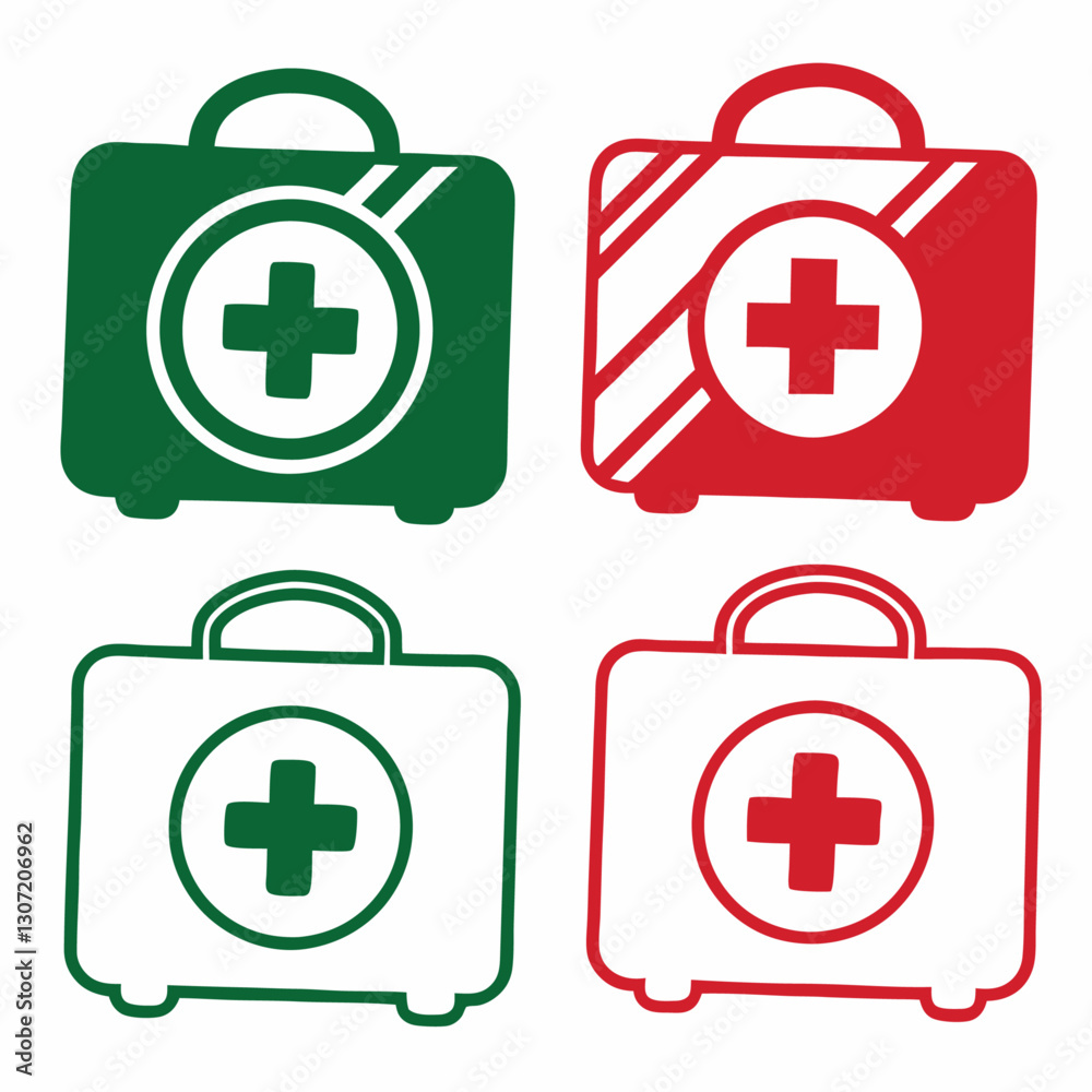 Obraz premium Medical Bag Symbol Set vector illustration