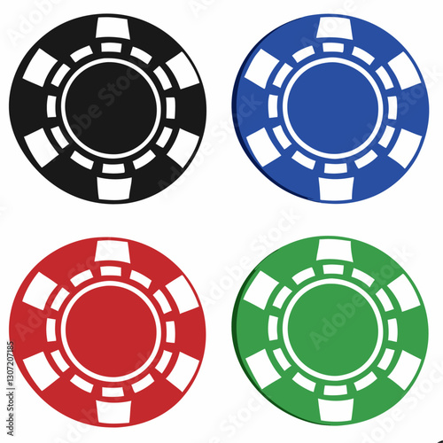 Poker Chips Multiple Colours Set vector  illustration