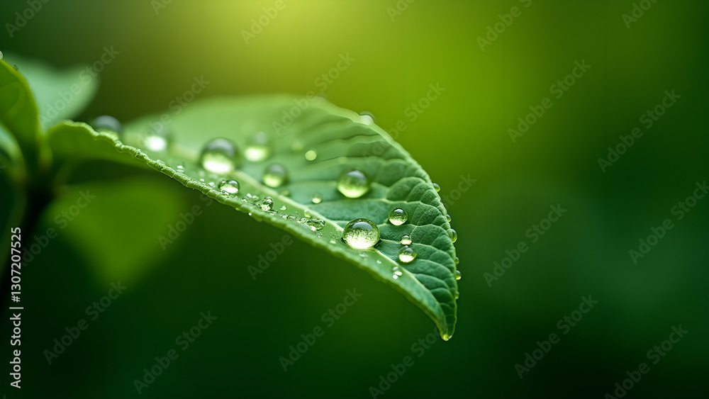 Leaf Elegance, Dew Drops on Verdant Foliage Leaf Elegance, Dew Drops on Verdant Foliage