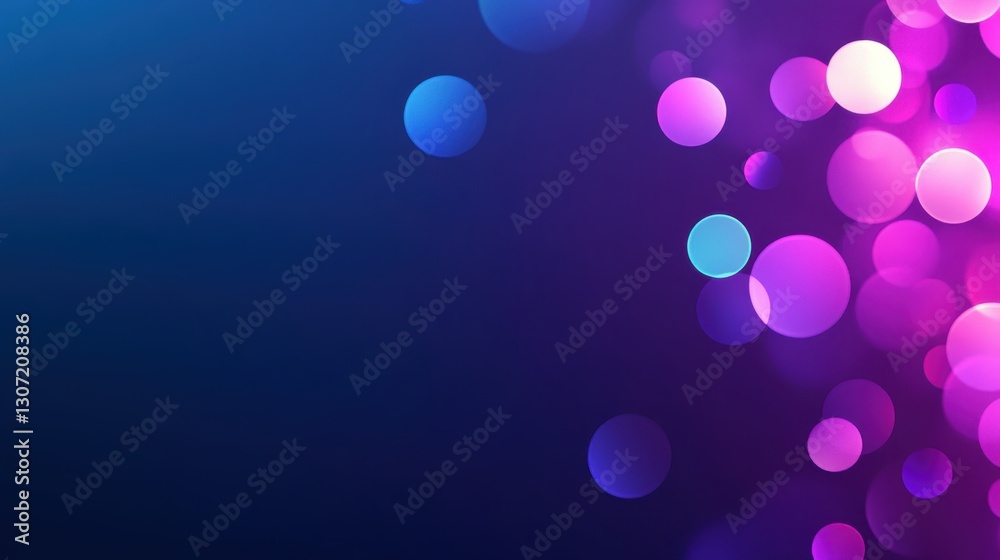 Abstract background with a purple and blue gradient color, bokeh effect, light particles, and a glow particle.