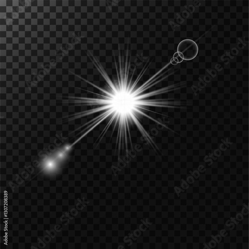 star, flash, simple decor, white color, solar glare